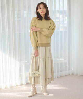 Feroux 【セットアイテム】裏毛プルオーバー×ランダムプリーツ スカート ベージュ系