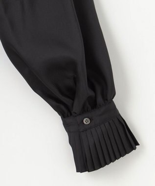 #Newans 【シワになりにくい/洗濯機可能】プリーツカラーブラウス ブラック