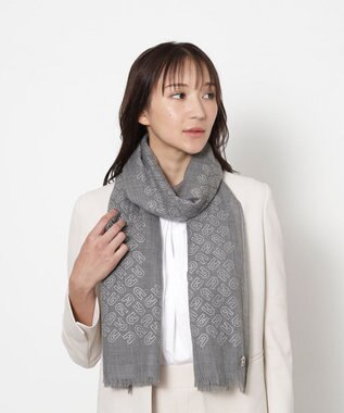 MOONBAT FURLA(フルラ）ウール アーチロゴストール チャコールグレー