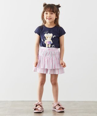 ANY KIDS 柄キュロット ピンクストライプ