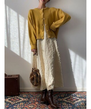 Green Parks クルーネックカーディガン Mustard