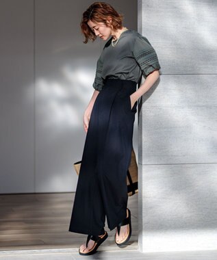 23区 S 【洗える】アイレットジャージー パフスリーブ カットソー カーキ系