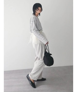 Green Parks ラウンドボーダーリラックスプルオーバー Gray