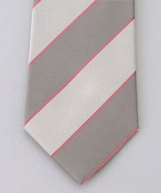 GOTAIRIKU  GOTAIRIKU別注【日本製】シルク ネクタイ_レジメンタル柄 グレー×ブラウン