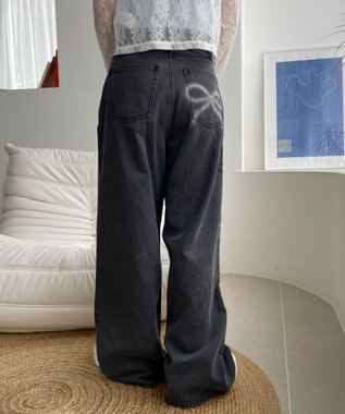 WEGO モチーフデニムタックパンツ デニムブラック