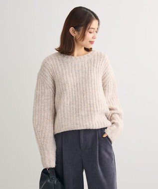 Green Parks ざっくりローゲージニットプルオーバー Gray