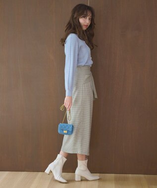 Feroux 【洗える】ビジューボタン カーディガン ブルー系