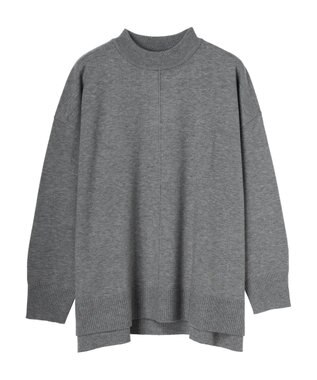 Green Parks もちやわ　モックネックプルオーバー Gray Mixture