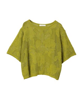 Green Parks 花柄メッシュニットプルオーバー Lime Green