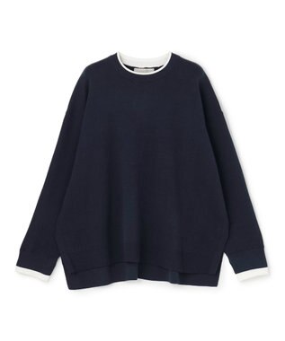 UNFILO スウェットライクニット アソートクルーネック ネイビー×オフ