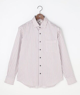 JOSEPH ABBOUD 【キングサイズ・ストレッチ・イージーケア・JAPANファブリック】ストライプストレッチ シャツ ローズ系1