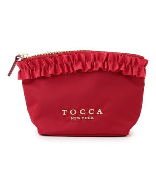 TOCCA 【撥水】FRILL GARLAND NYLON POUCH ポーチ レッド系