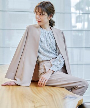 Tiaclasse L 【ダブルストレッチ・洗える】テーパードパンツ グレージュ