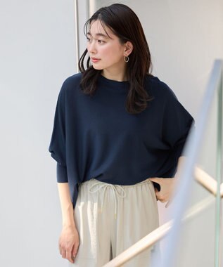 ANY 【洗濯機可/UVカット/接触冷感】クールタッチボクシーニット ネイビー