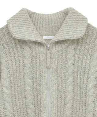 Green Parks 衿付きケーブルｚｉｐカーディガン Light Beige
