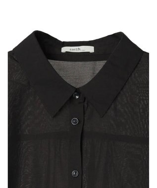 earth music&ecology フリルスリーブシャツ Black