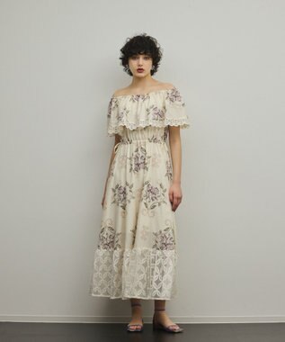 GRACE CONTINENTAL レースコンビクロスステッチワンピース キナリ