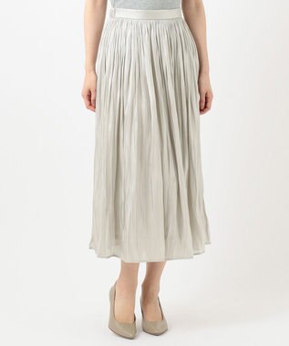 ANY L 【洗える】シャイニーサテン スカート ライトグレー系