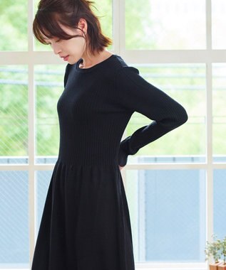 Tiaclasse 【2点セット・洗える】細ケーブルニットトップス＆ニットワンピース ブラック