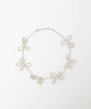 WEGO Lフラワービーズネックレス シルバー