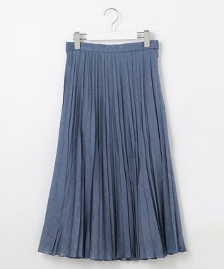 J.PRESS LADIES L ラミータンブラー プリーツ スカート デニムブルー系