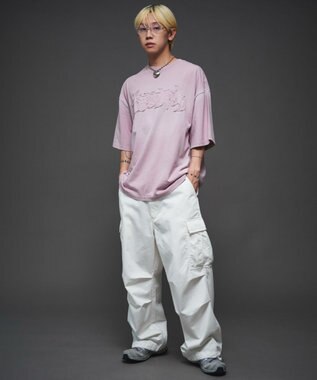 WEGO 【ユニセックス着用ITEM】ダメージアップリケグラフィックT（SS） ピンク