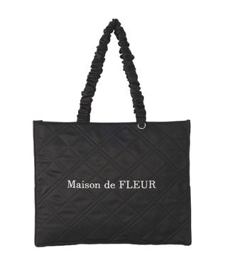 Maison de FLEUR ギャザーハンドルキルティングキャリーオンバッグ Black