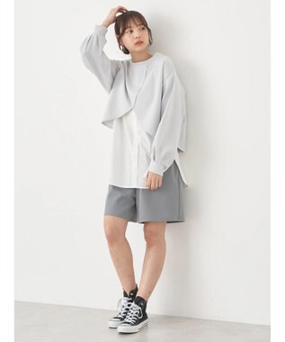 earth music&ecology ＳＥＴ２点カットプルオーバー＋シャツドッキングタンク Light Gray