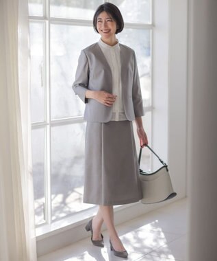 J.PRESS LADIES S 【定番人気・セットアップ対応】OXIJEWEL ストレッチ スカート グレー系