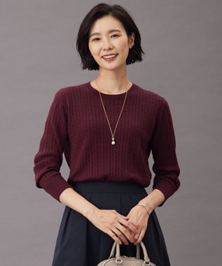 J.PRESS LADIES L 【洗える】KNIT BASIC クルーネック ニット ワイン系