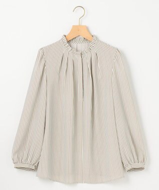 組曲 【WEB限定】ライトデシン フリル襟ブラウス ベージュストライプ系5