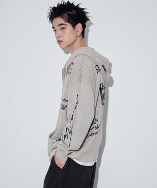 WEGO 【ユニセックス着用ITEM】ジャガードロゴジップパーカー ホワイト