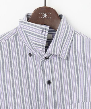 JOSEPH ABBOUD 【キングサイズ・オーガニックコットン使用】 オーガニックコードストライプ シャツ ネイビー系1
