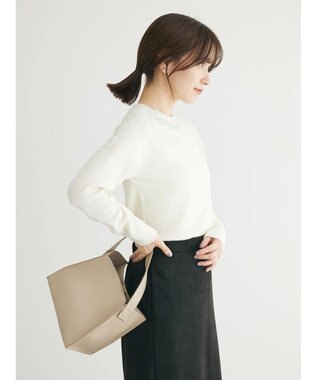 Green Parks ビジュー付きニットプルオーバー Off White