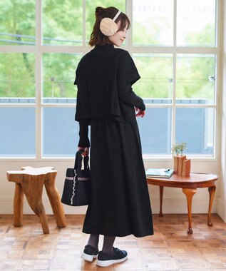 Tiaclasse 【2点セット・洗える】細ケーブルニットトップス＆ニットワンピース ブラック