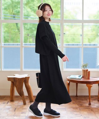 Tiaclasse 【2点セット・洗える】細ケーブルニットトップス＆ニットワンピース ブラック