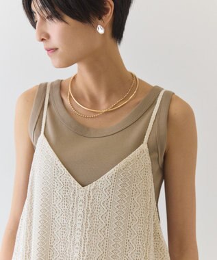 AMERICAN HOLIC テレコタンクトップ Gray Beige