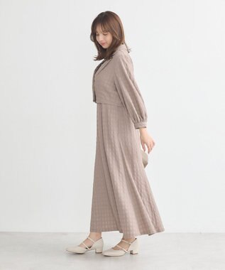 earth music&ecology ＳＥＴ２点ジャカードシャツ＋キャミドレ Mocha