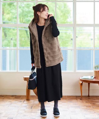 Tiaclasse 【2点セット・洗える】細ケーブルニットトップス＆ニットワンピース ブラック