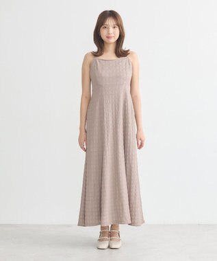 earth music&ecology ＳＥＴ２点ジャカードシャツ＋キャミドレ Mocha