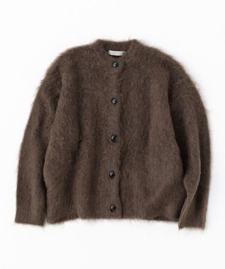 UNFILO 【洗える】アルパカシャギー カーディガン ブラウン