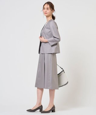 J.PRESS LADIES L OXIJEWEL ストレッチ ノーカラー ジャケット グレー系