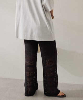 AMERICAN HOLIC レース編みニットパンツ Black