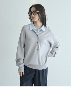 YECCA VECCA 2wayレイヤード風ポロニット Gray