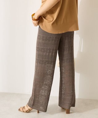 AMERICAN HOLIC レース編みニットパンツ Charcoal Gray