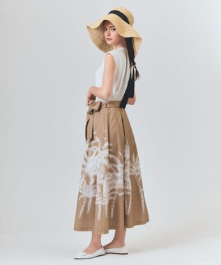 GRACE CONTINENTAL プラージュプリントタックスカート ベージュ