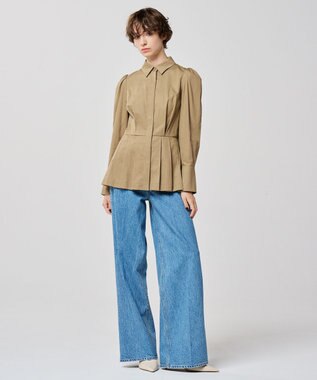 uncrave コットンツイル ペプラムシャツ（uncrave WHITE） カーキベージュ