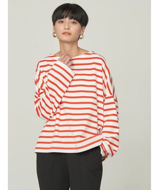 AMERICAN HOLIC ボートネックボーダープルオーバー Red