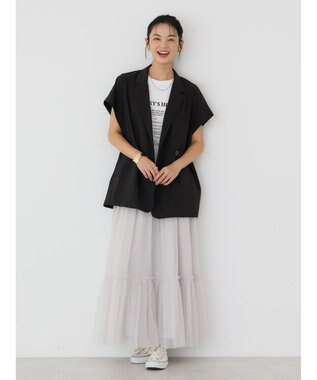 AMERICAN HOLIC 接触冷感Ｗボタンジレ Black