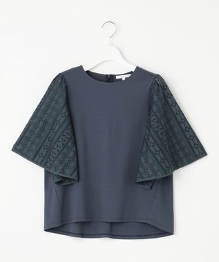 自由区 L 【カタログ掲載・洗える】エンブロイダリーコンビジャージ カットソー インク